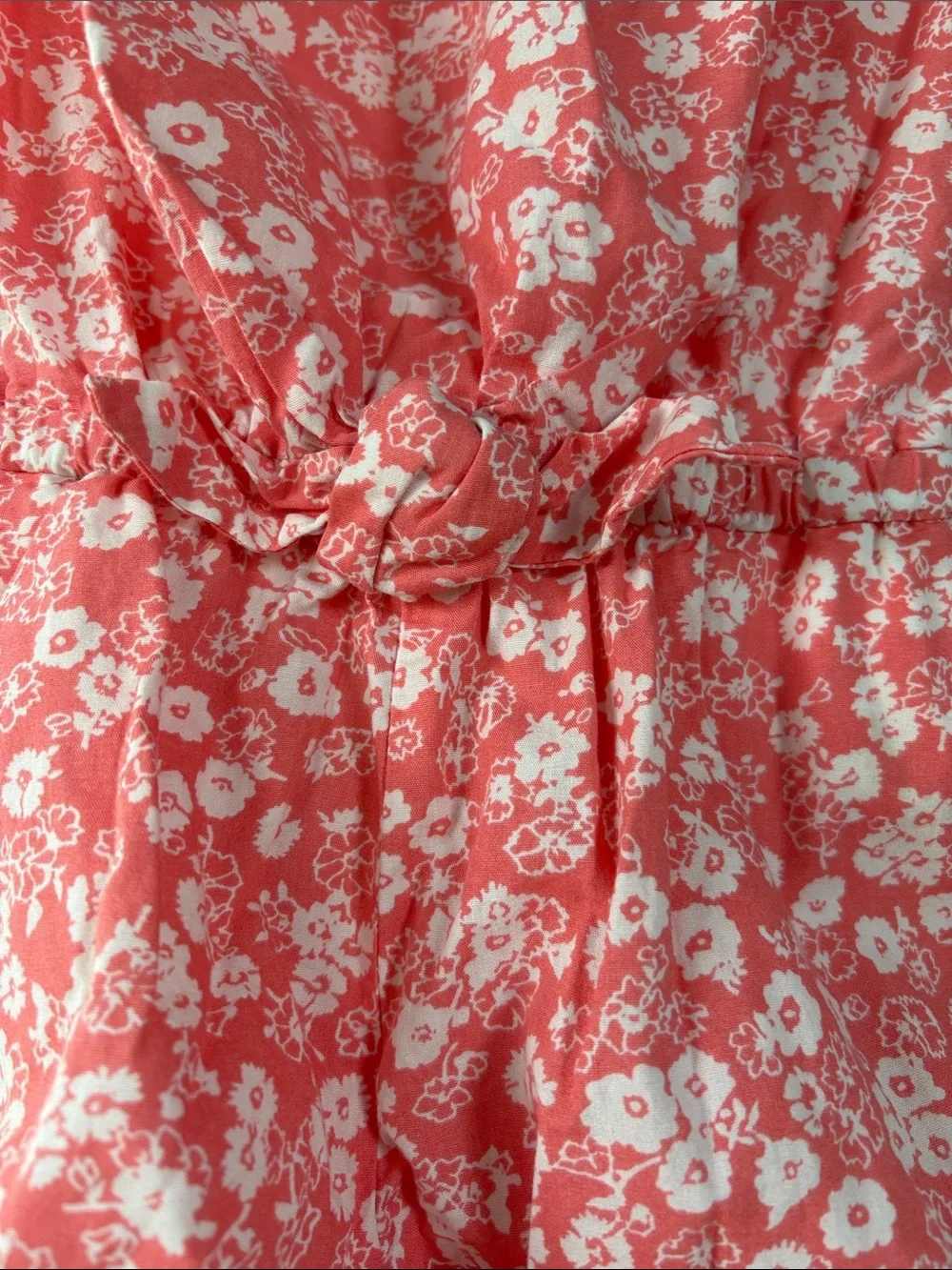 GAP Pink Floral Off-Shoulder Romper with Tie Waist Size 4-5